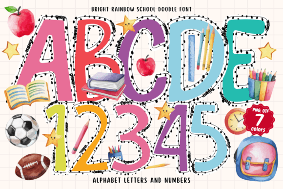 Bright Rainbow School Doodle Font: A Playful Creative Asset