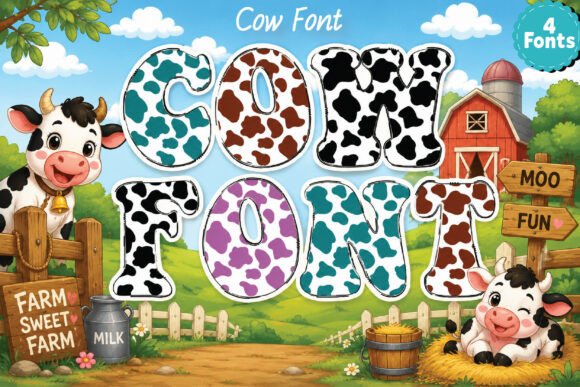 Cow Print Font: A Playful Alphabet for Farmhouse Design