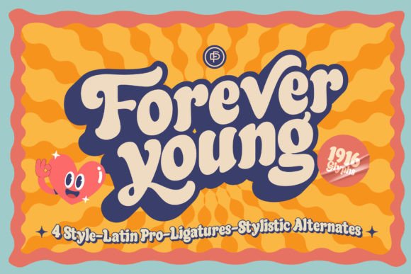 Forever Young: A Bold 70s Disco Typeface for Retro Designs