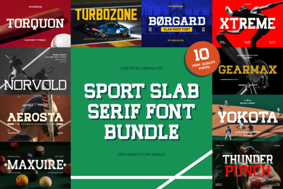 Sport Slab Serif Bundle: Bold Typography for Athletic Design